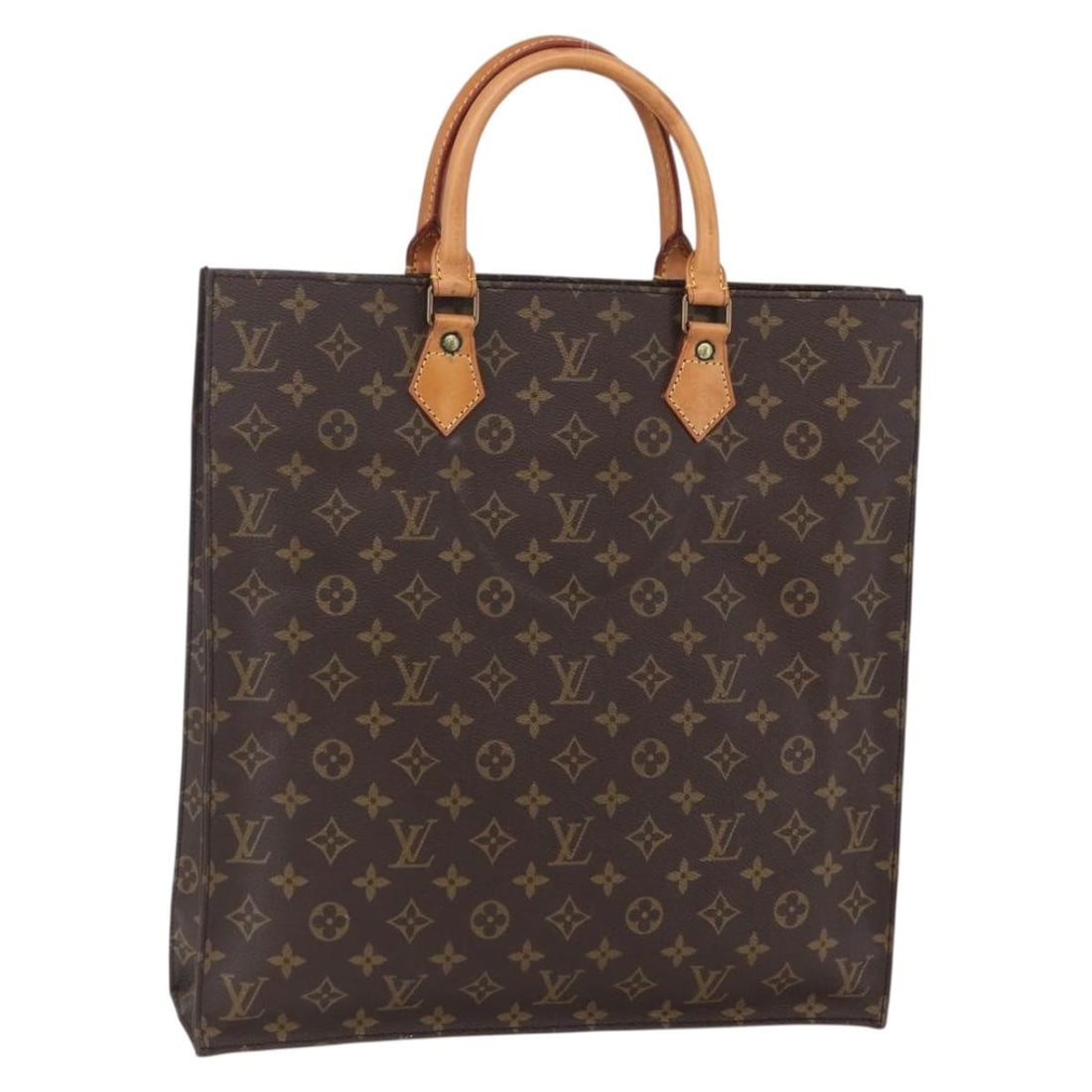 Louis Vuitton Monogram Canvas Sac Plat Brown Tote Bag: Louis Vuitton Monogram Canvas Sac Plat Brown Tote Bag This pre-owned Louis Vuitton Sac Plat Bag in Monogram Canvas is designed for women and features a brown canvas exterior. The bag shows signs of pr