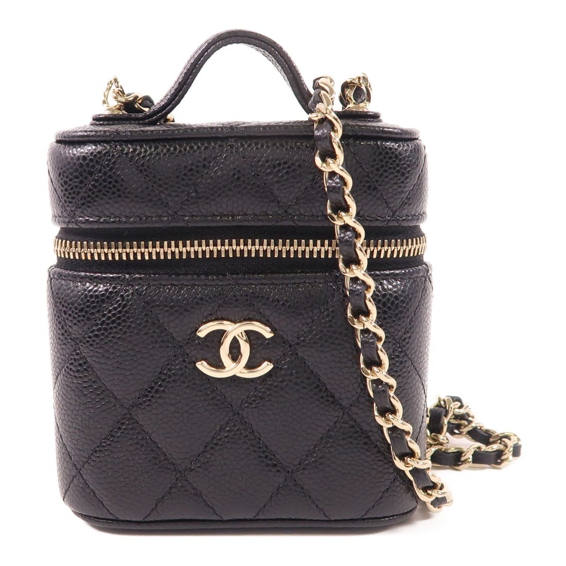 Chanel AP2503 Black Calfskin 2 Way Shoulder Bag with Gold Chain Hardware: Chanel AP2503 Black Calfskin 2 Way Shoulder Bag with Gold Chain Hardware This CHANEL CC chain shoulder bag features a versatile 2-way design and is crafted from black calfskin leather. The bag include