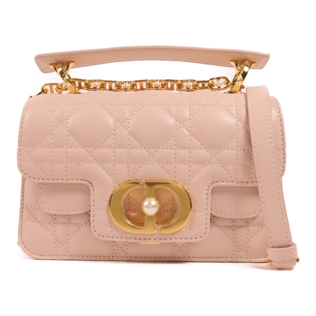 Dior Jolie Top Handle Shoulder Bag Pink Lambskin Leather GHW: Dior Jolie Top Handle Shoulder Bag Pink Lambskin Leather GHW This stunning Christian Dior Dior Jolie Top Handle 2 Way Shoulder Bag showcases a sophisticated design in luxurious pink lambskin leather.