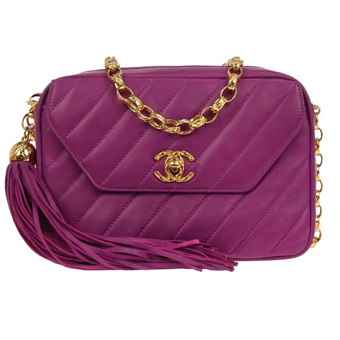 Chanel Mini Quilted Lambskin Crossbody Camera Bag with Fringe Accent (1 of 10)