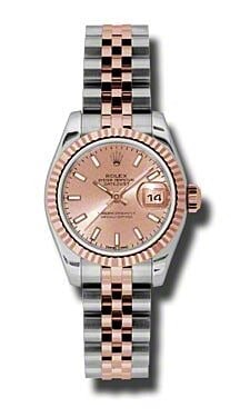Rolex Datejust Lady Ref 179171 Pink Dial Jubilee Bracelet with Card 2015: Rolex Datejust Lady Ref 179171 Pink Dial Jubilee Bracelet with Card 2015 This Rolex Datejust Lady features a pink stick dial, fluted bezel, and D-Link Jubilee bracelet. The watch is identified by refe