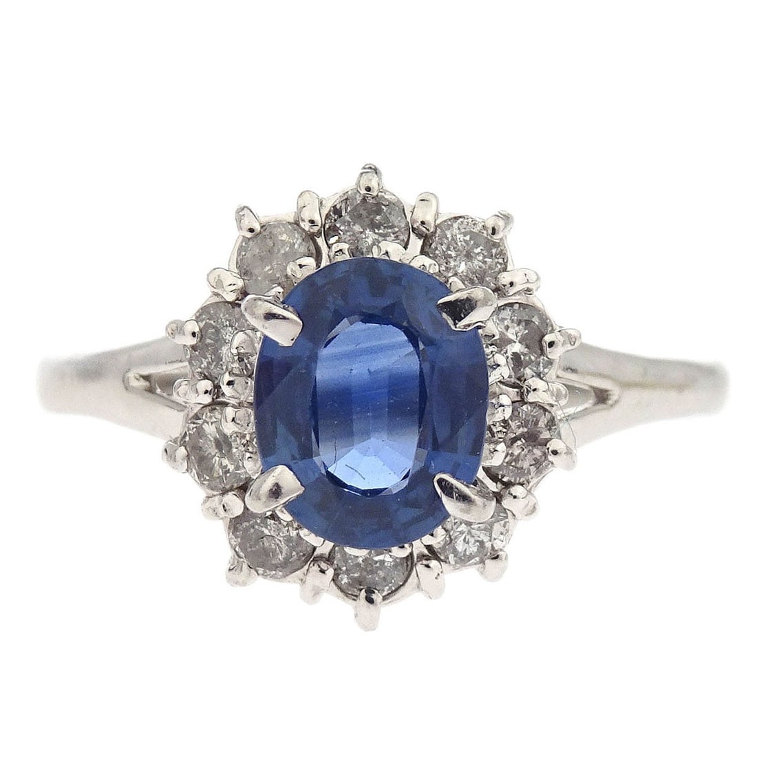 Mikimoto Vintage Pt900 Sapphire Diamond Ring Size #61 Silver: Mikimoto Vintage Pt900 Sapphire Diamond Ring Size #61 Silver This exquisite vintage ring from Mikimoto features a stunning round sapphire as the main stone, complemented by the brilliance of