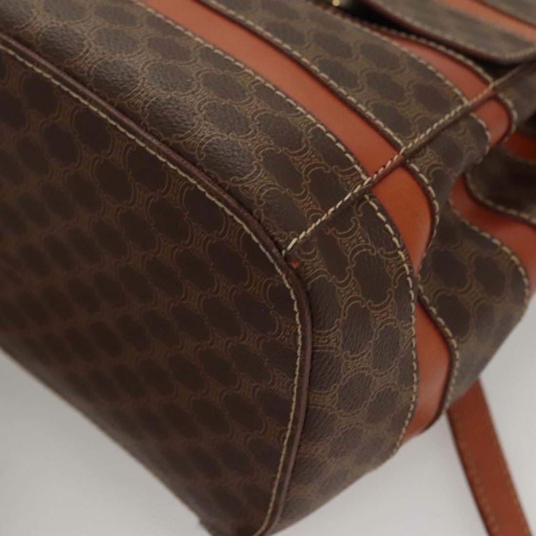 Macadam Brown Canvas Drawstring Backpack by Celine - 10