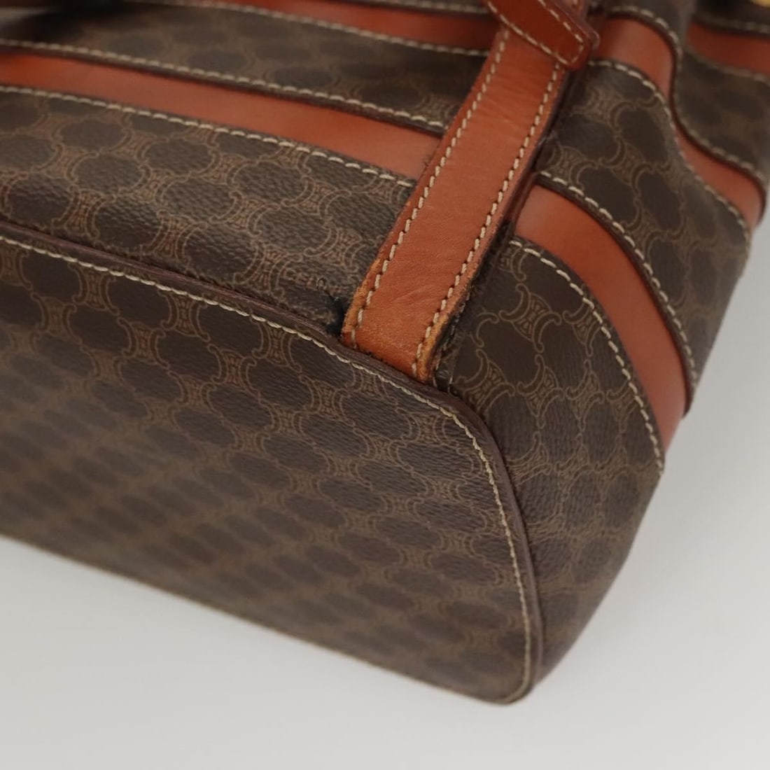 Macadam Brown Canvas Drawstring Backpack by Celine - 11