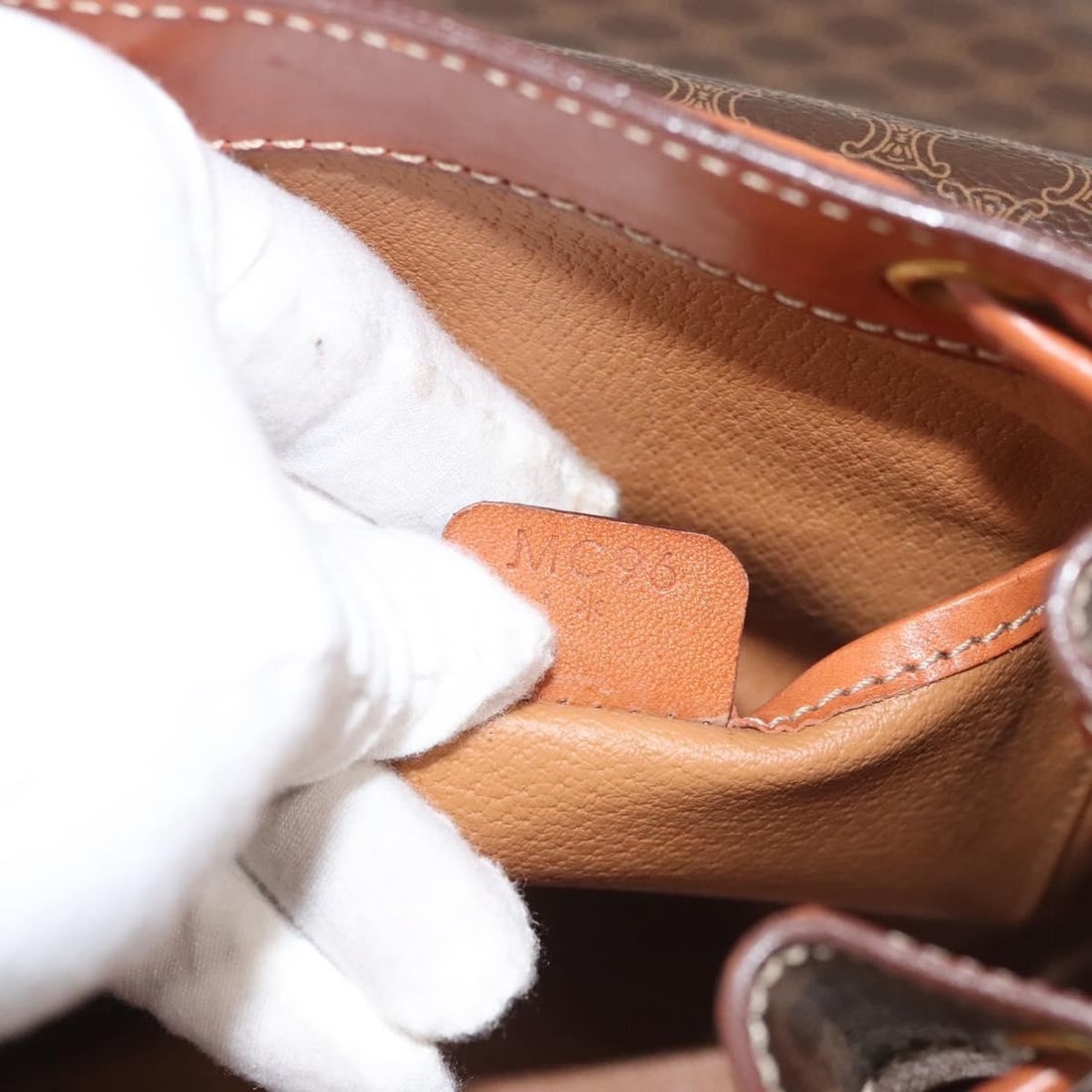 Macadam Brown Canvas Drawstring Backpack by Celine - 7