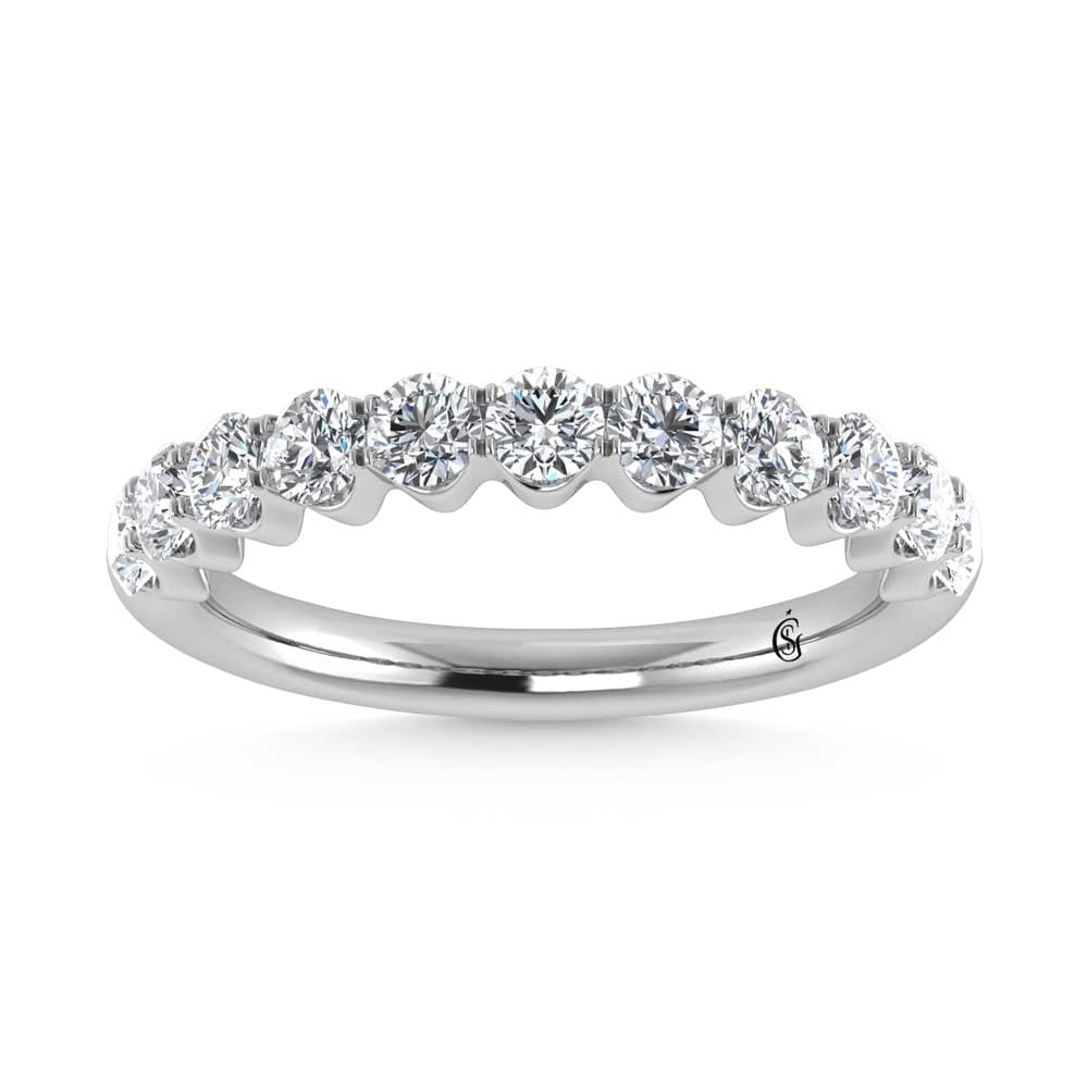 14K White Gold Lab Grown Diamond 1 Ct.Tw. Band: 14K White Gold Lab Grown Diamond 1 Ct.Tw. Band The 14K White Gold Lab Grown Diamond Band with 1 Ct. of dazzling diamonds captures the essence of luxury and elegance. The high-quality lab-grown