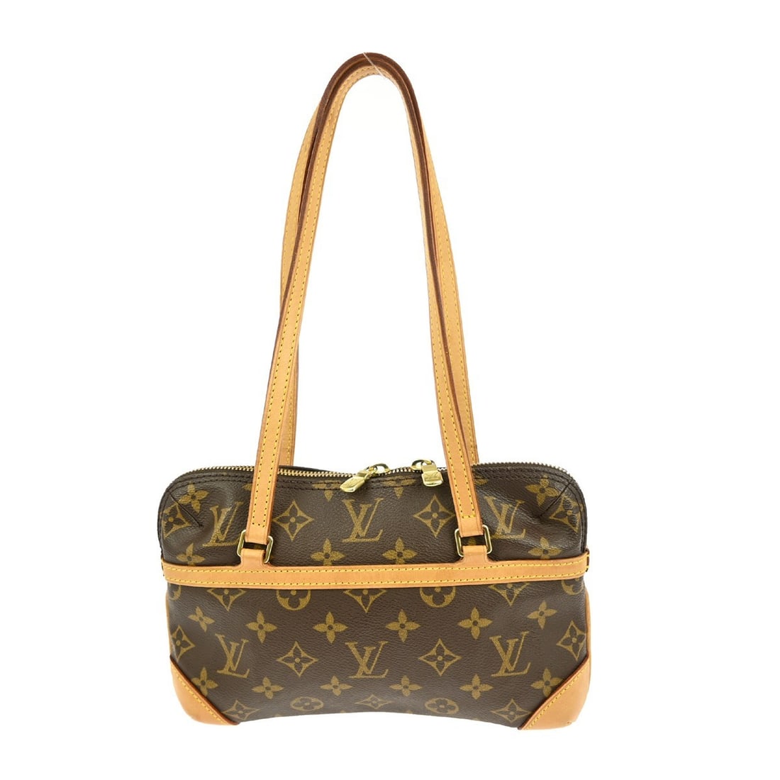 Louis Vuitton Mini Coussin PM Monogram Leather Shoulder Bag M51143: Louis Vuitton Mini Coussin PM Monogram Leather Shoulder Bag M51143 This Louis Vuitton Monogram Mini Coussin PM shoulder bag features the iconic monogram pattern on brown leather with beige leather han