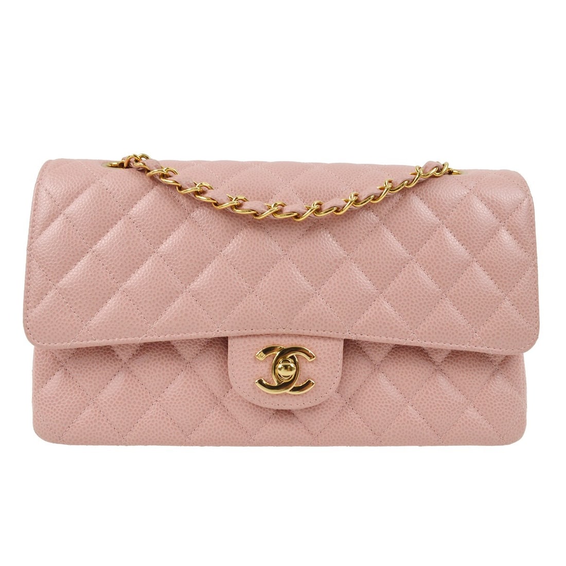 Chanel Pink Caviar Leather Medium Classic Double Flap Shoulder Bag (1 of 10)