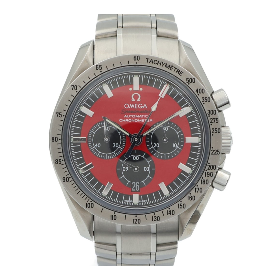 OMEGA Speedmaster Schumacher Limited Edition Automatic Stainless Steel Watch: OMEGA Speedmaster Schumacher Limited Edition Automatic Stainless Steel Watch The OMEGA Speedmaster Legend Schumacher Limited Edition 78121745 is a striking wristwatch that combines elegance with preci