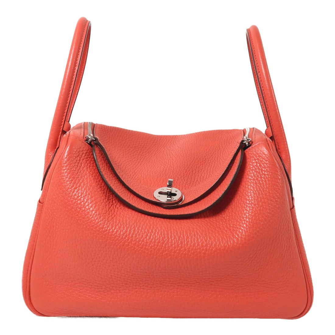 Hermes Lindy 26 Rouge Pivoine Clemence Leather Two-Way Red Shoulder Bag: Hermes Lindy 26 Rouge Pivoine Clemence Leather Two-Way Red Shoulder Bag This Hermes Lindy 26 is a versatile 2-way shoulder bag crafted from Taurillon Clemence calfskin leather in a striking red shade.