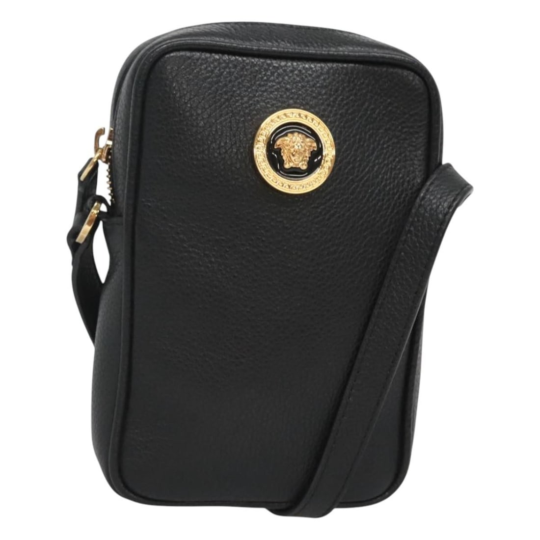 VERSACE Black Gold Leather Shoulder Bag Authentic Italy 123021: VERSACE Black Gold Leather Shoulder Bag Authentic Italy 123021 Elevate your style with this authentic Versace shoulder bag, crafted from premium leather in a striking black and gold color combination.