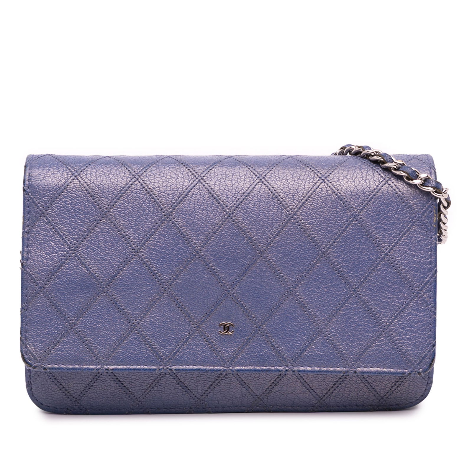 Chanel Blue Calfskin Double Stitched Wallet on Chain (1 of 12)