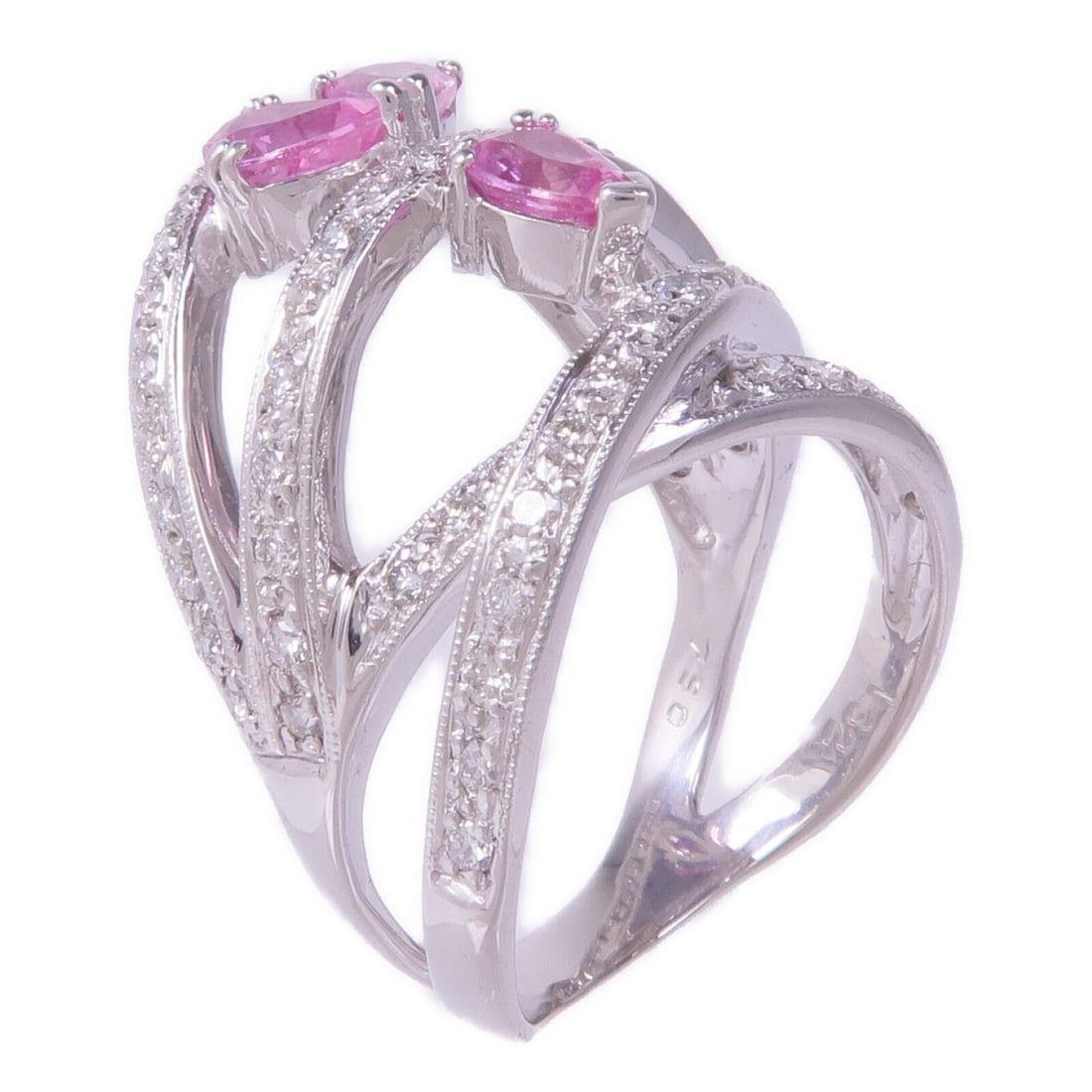 Pink Sapphire Diamond Ring in 18K White Gold Size 8 (1 of 9)
