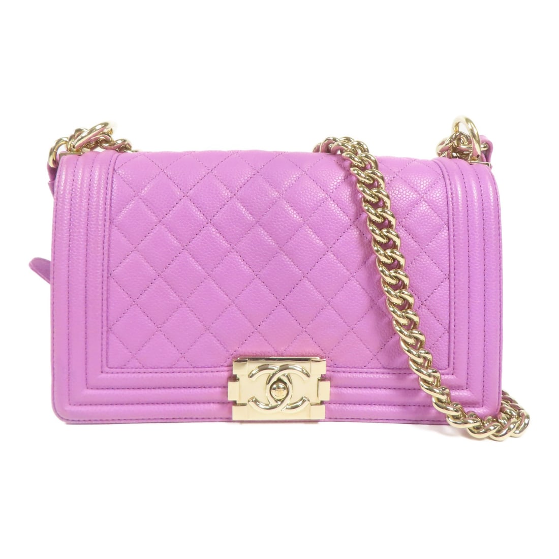 CHANEL Boy Shoulder Bag Calfskin Leather Purple GHW (1 of 14)
