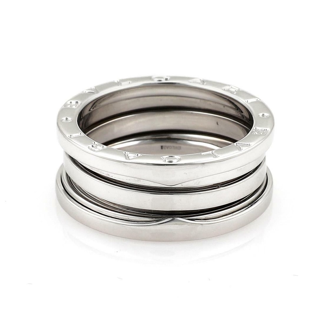 Bvlgari B.Zero1 18K White Gold 9mm Band Ring Size 59 US 8.75: Bvlgari B.Zero1 18K White Gold 9mm Band Ring Size 59 US 8.75 This exquisite Bvlgari B.Zero1 band ring is crafted from 18k white gold, showcasing a stunning high-polished finish. With a width of 9mm, t