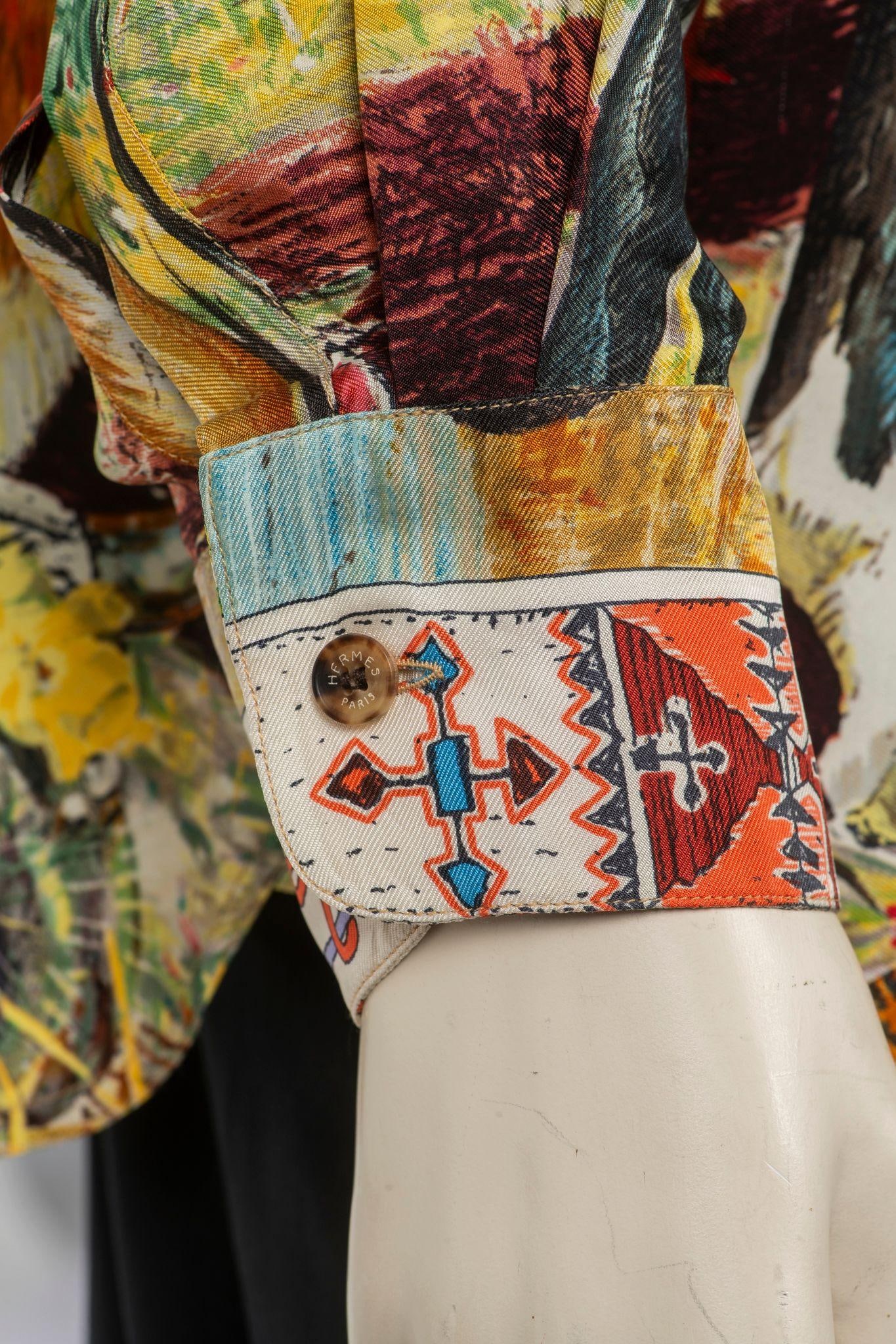 Hermes Les Cheyennes Silk Shirt by Kermit Oliver Vintage 1990s - 5