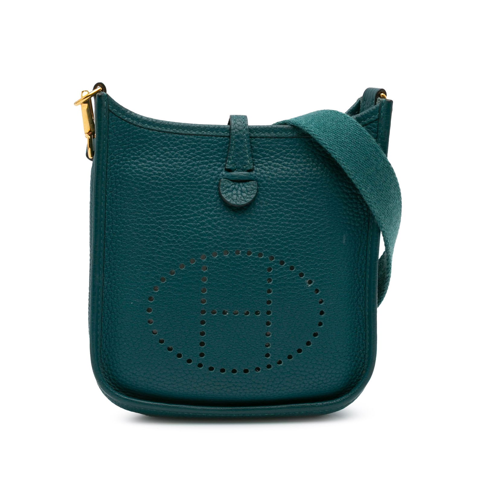 Hermes Clemence Evelyne III TPM Blue Leather Bag with Canvas Strap: Hermes Clemence Evelyne III TPM Blue Leather Bag with Canvas Strap Introducing the Hermes Clemence Evelyne III TPM, a stylish and functional bag crafted from premium Clemence leather. This bag feature