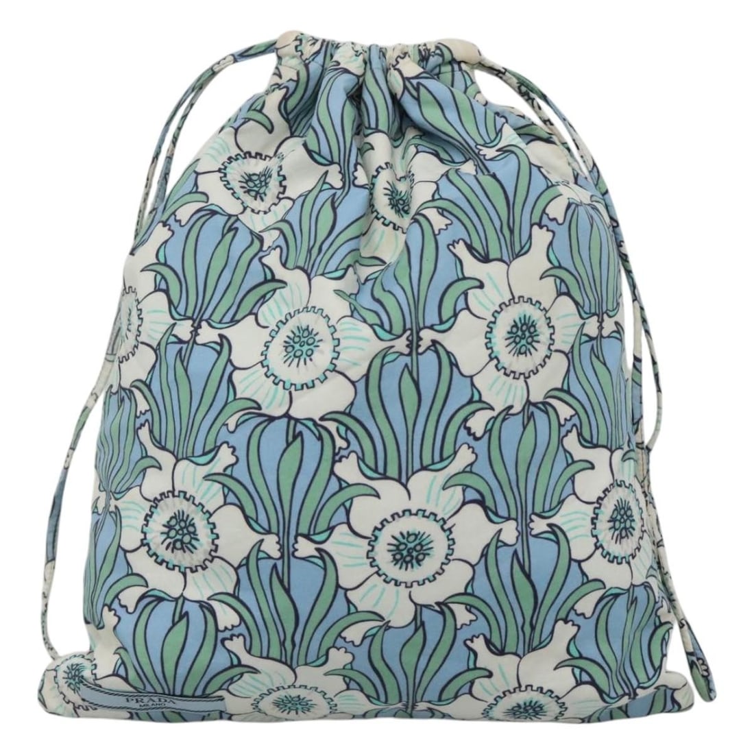 Prada Blue Cotton Travel Pouch 27cm by 32cm by 27cm: Prada Blue Cotton Travel Pouch 27cm by 32cm by 27cm This Prada Travel Pouch is designed for women and crafted from blue cotton fabric. It features a spacious design ideal for travel or everyday use. T