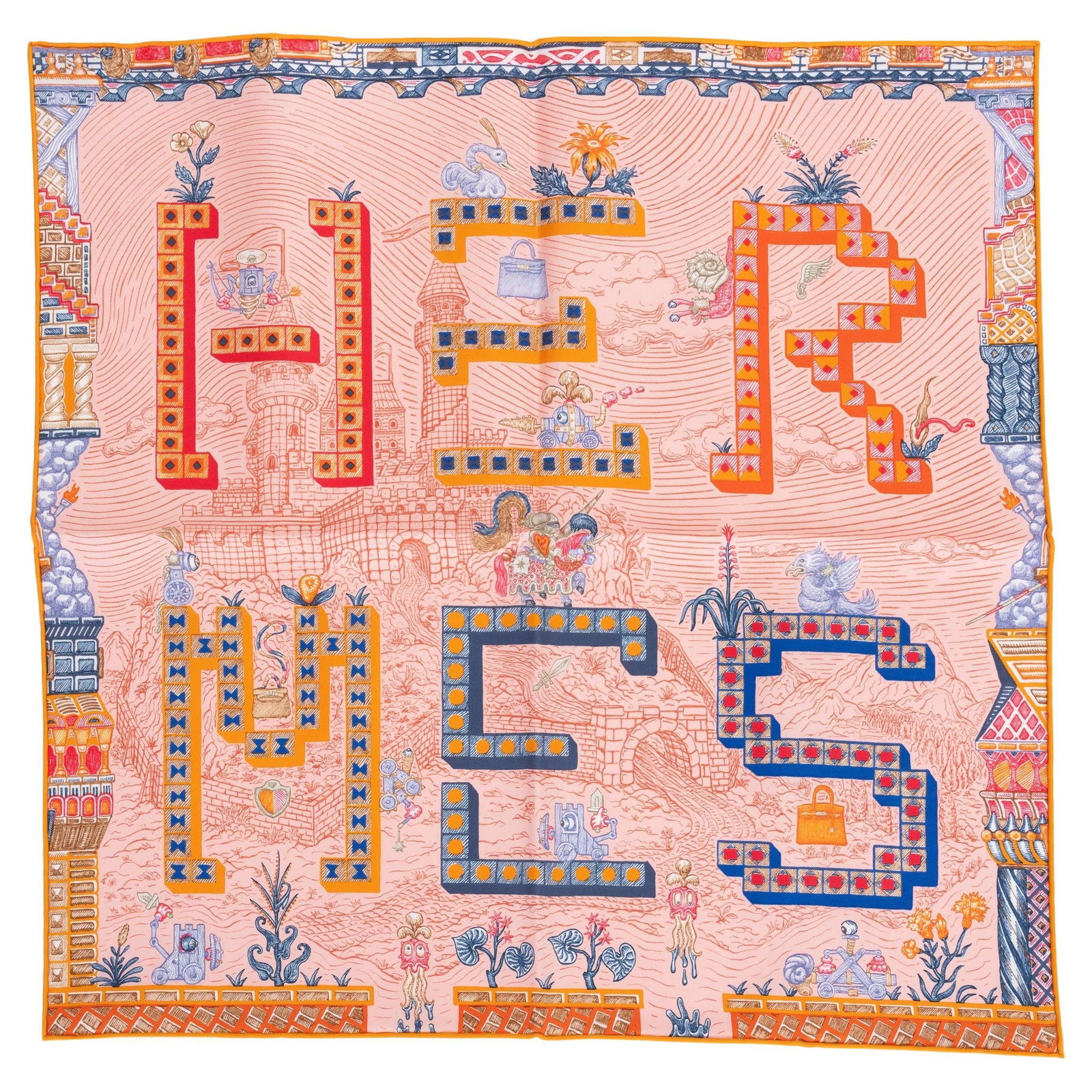 Hermes Silk Quest Pink Multicolor Gavroche Scarf New in Box: Hermes Silk Quest Pink Multicolor Gavroche Scarf New in Box Discover the exquisite Hermes Silk Quest Pink Gavroche, a stunning accessory that embodies luxury and elegance. This brand new silk scarf fe