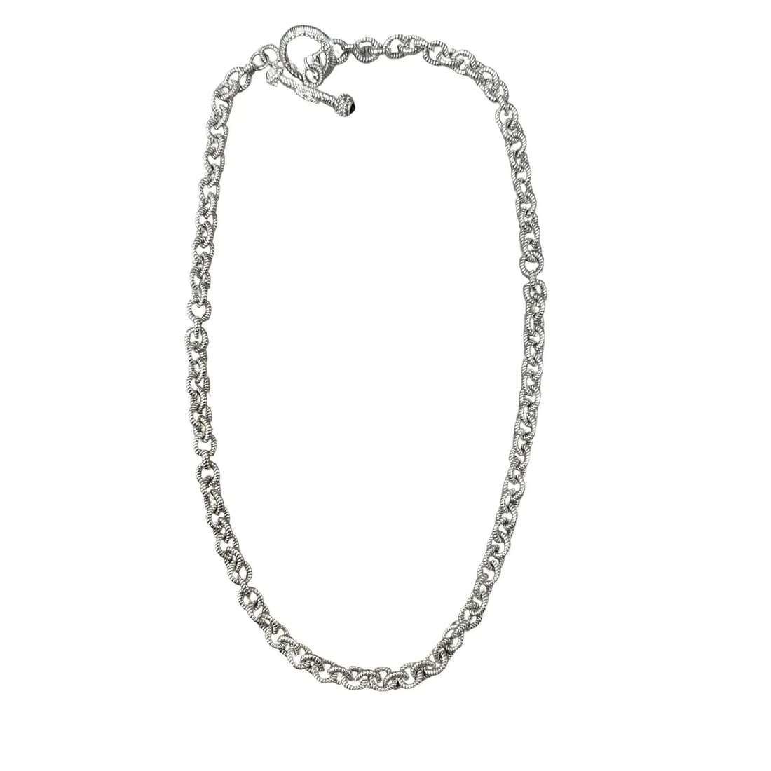 Judith Ripka 925 Sterling Silver Bar Toggle Necklace with Blue Sapphire 18 Inch (1 of 6)