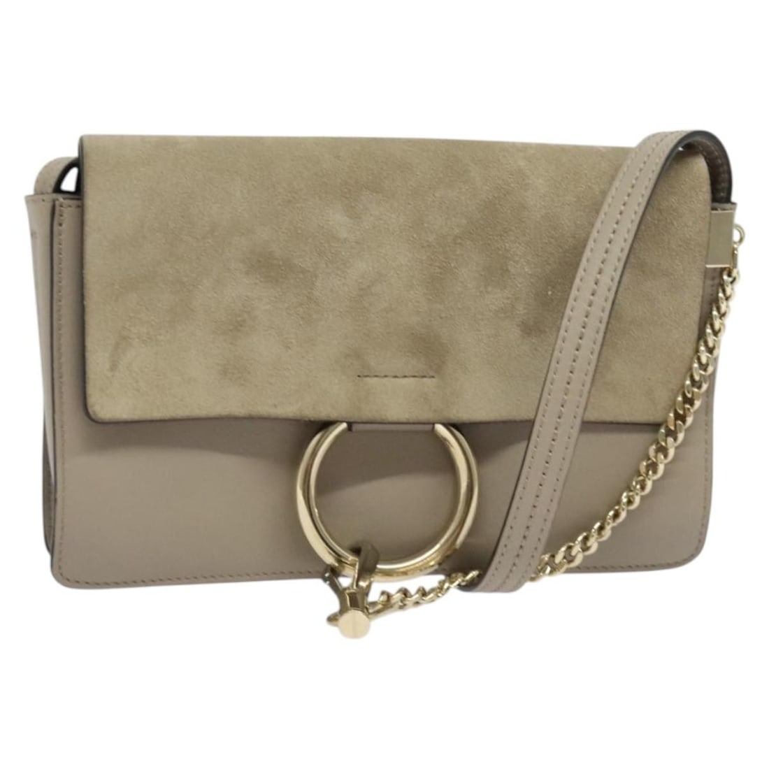 Faye Shoulder Bag by Chloe in Gray Leather and Suede: Faye Shoulder Bag by Chloe in Gray Leather and Suede The Chloe Faye Shoulder Bag features a combination of leather and suede in a gray color. Designed for women, this shoulder bag offers a stylish loo