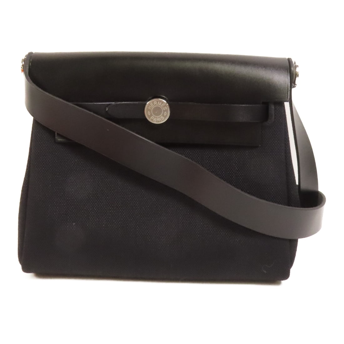 Mini Herbag Black Canvas Shoulder Bag with Palladium Hardware by Hermes (1 of 15)