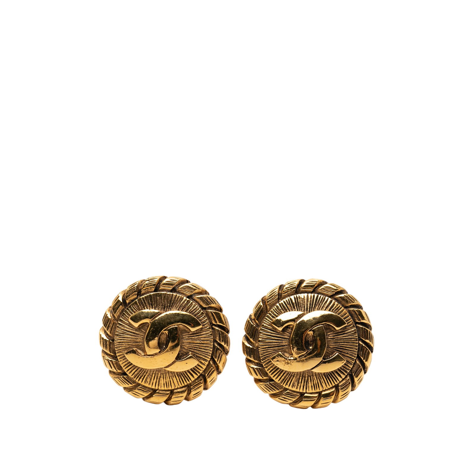Chanel Round Clip Earrings with Gold Plated Finish (1 of 4)