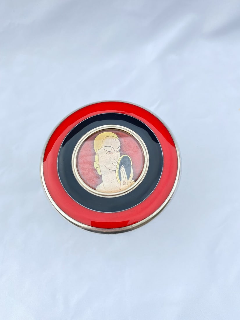 French Art Deco Sterling Silver Hand Painted Crystal Box 935: French Art Deco Sterling Silver Hand Painted Crystal Box 935 This exquisite French Art Deco box showcases a stunning combination of sterling silver and hand-painted enamel on crystal. Dating back to t