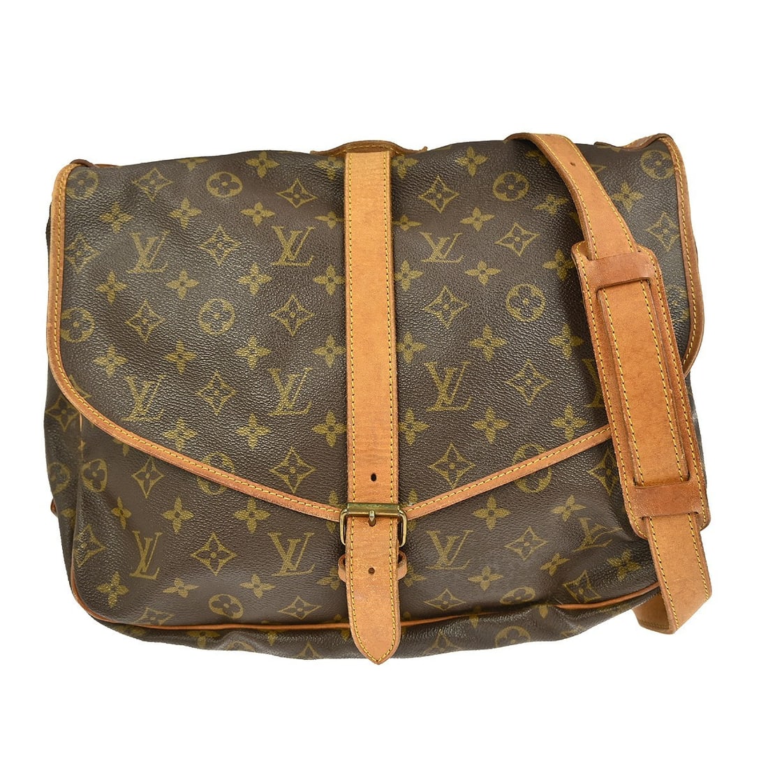 Louis Vuitton Saumur Brown Monogram Canvas Handbag 34x26x24cm (1 of 9)