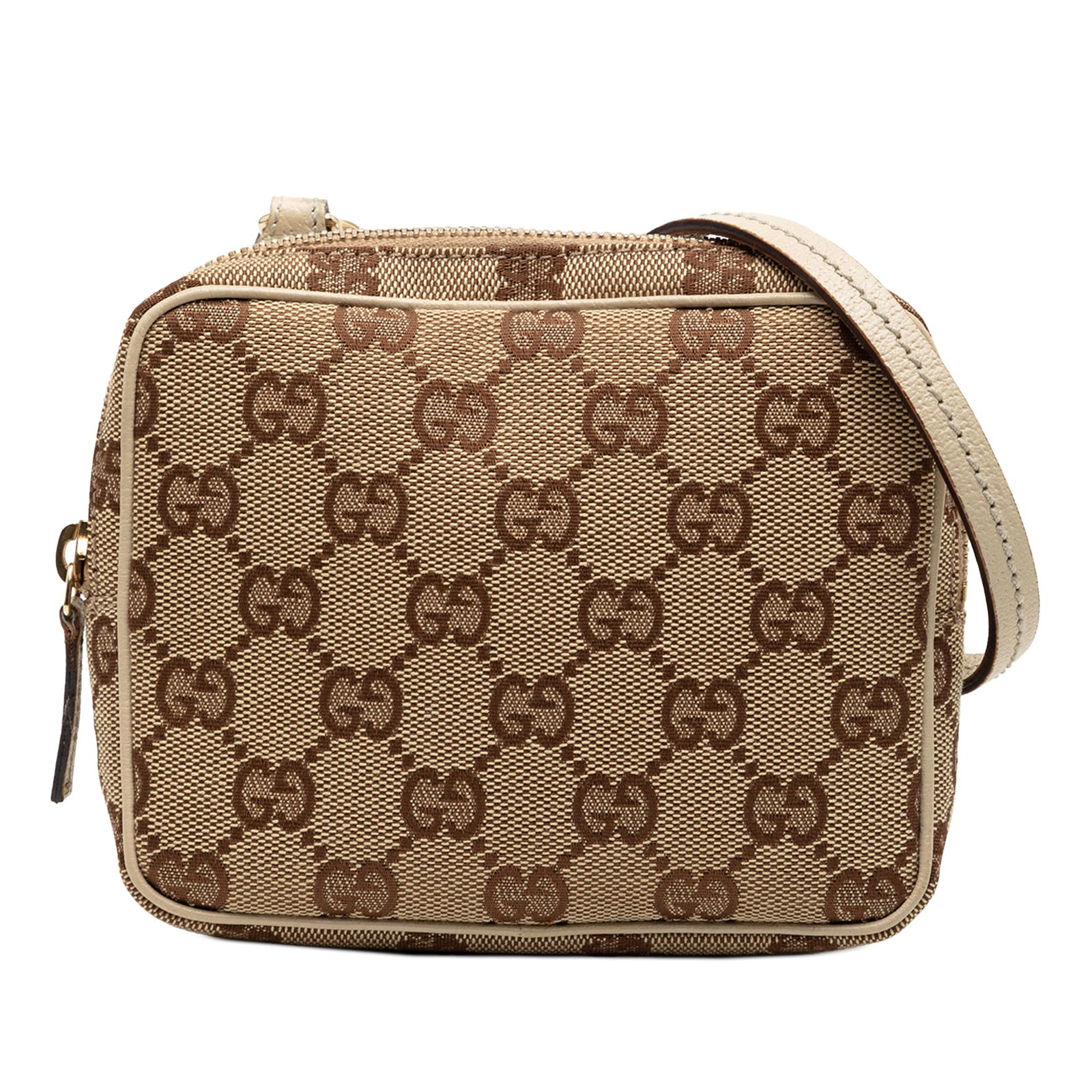 Gucci GG Canvas Brown Fabric Crossbody Bag with Leather Trim (1 of 7)