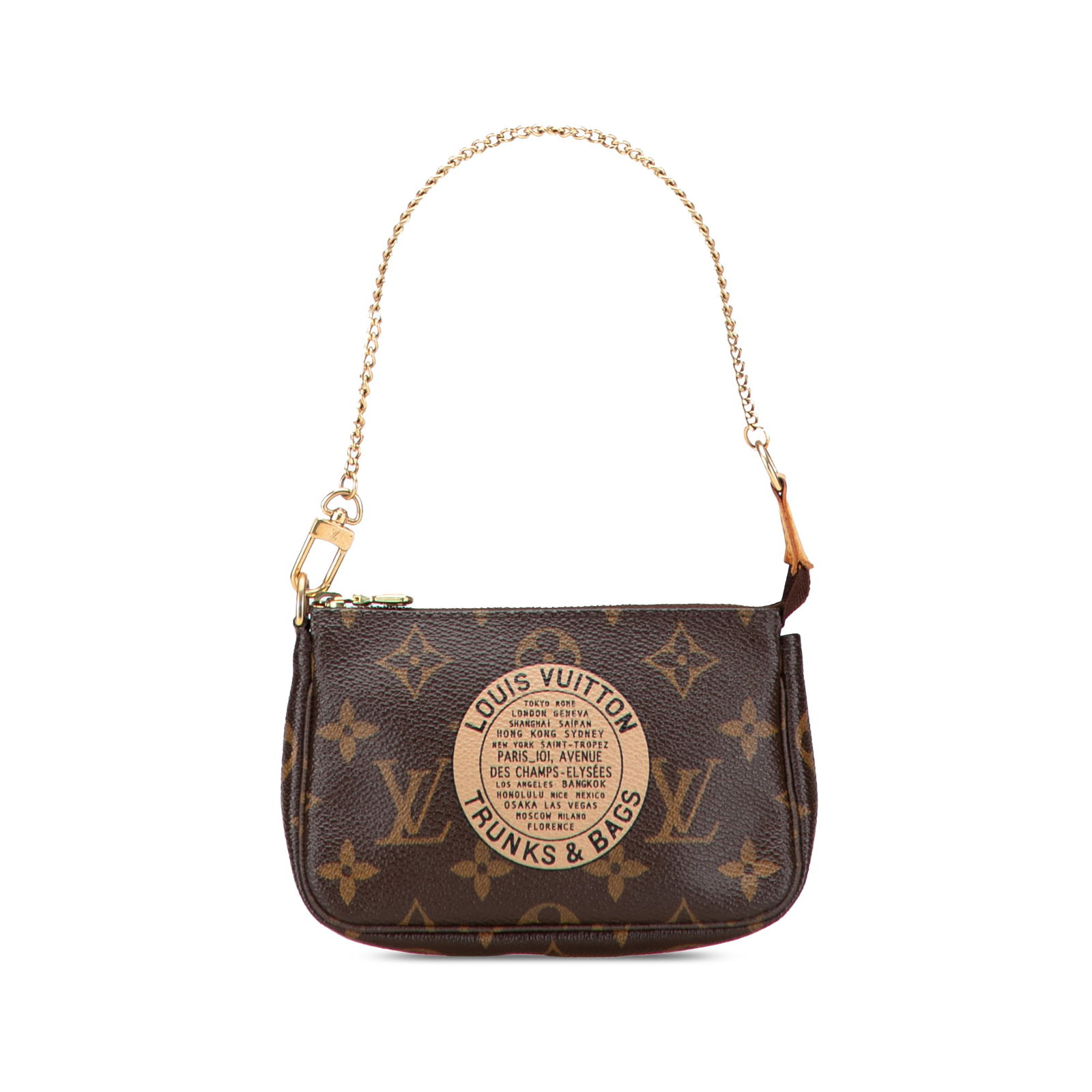 Louis Vuitton Monogram Trunks Bags Mini Pochette Accessoires Canvas Brown: Louis Vuitton Monogram Trunks Bags Mini Pochette Accessoires Canvas Brown The Louis Vuitton Monogram Trunks and Bags Mini Pochette Accessoires is a stylish accessory crafted from durable monogram canv