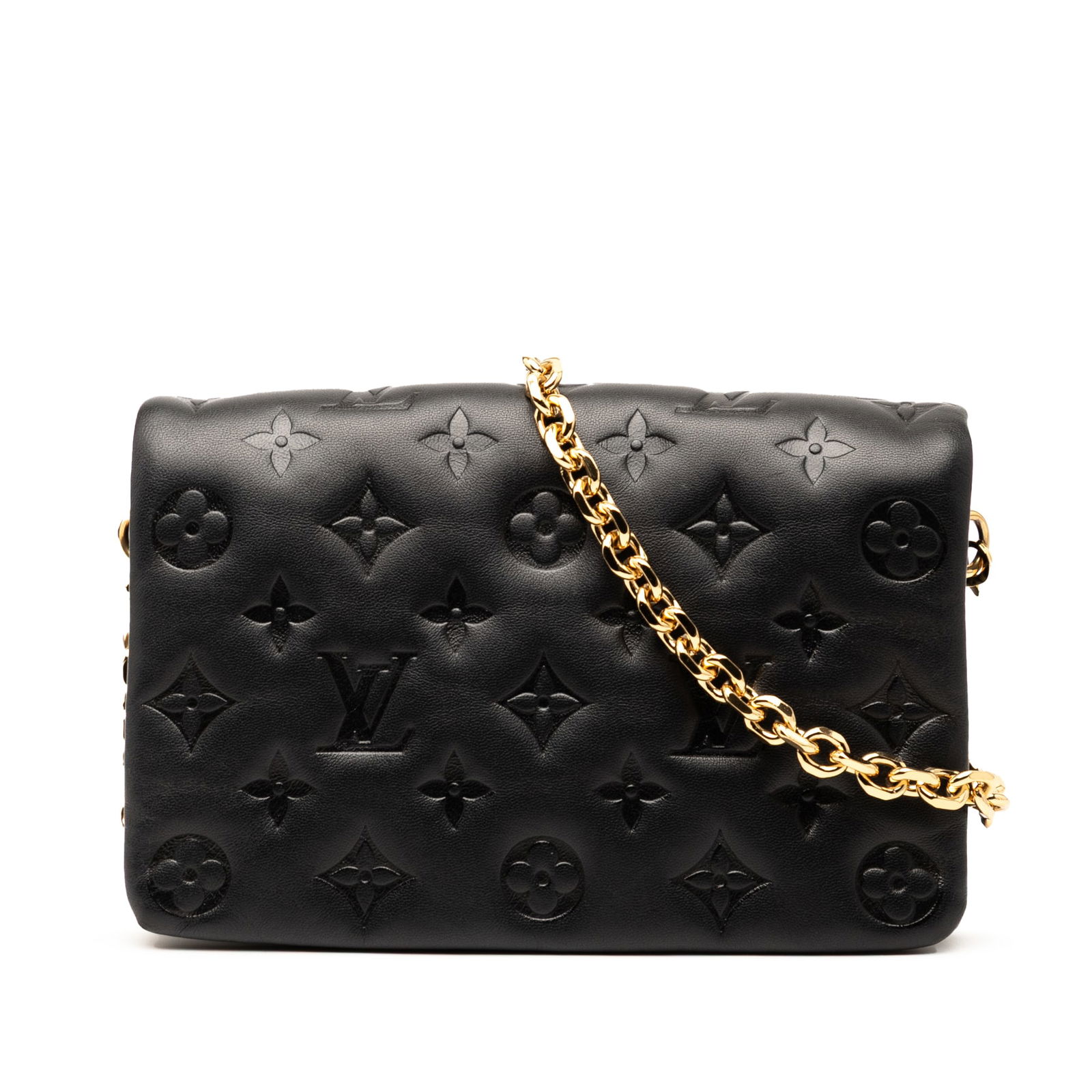 Louis Vuitton Monogram Embossed Pochette Coussin Black Leather Bag (1 of 6)