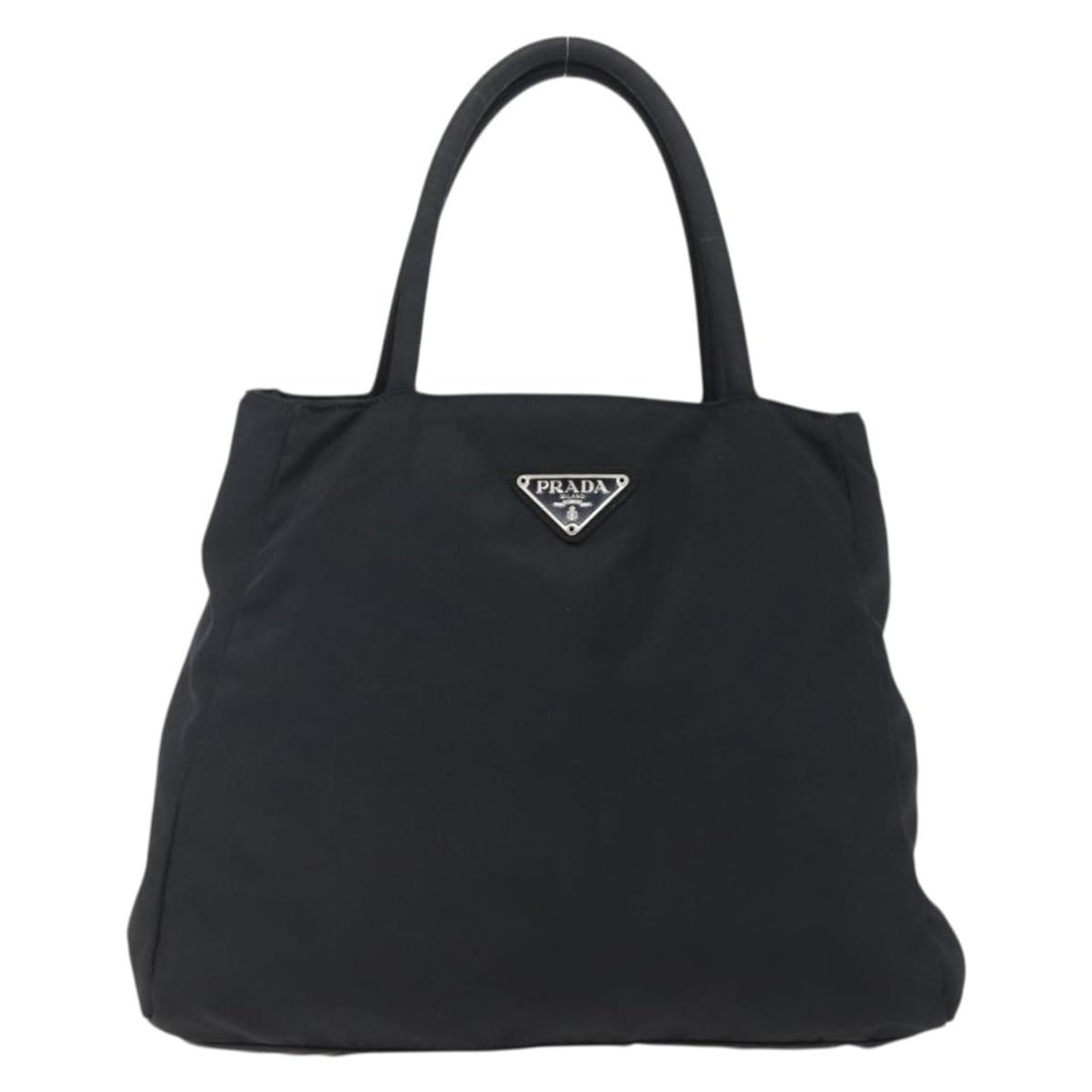 Vintage Prada Black Nylon Tote Bag 31cm by 26cm by 10cm: Vintage Prada Black Nylon Tote Bag 31cm by 26cm by 10cm This Prada Vintage Tote in black nylon is designed for women and features a spacious interior with pockets. The tote shows signs of wear includi