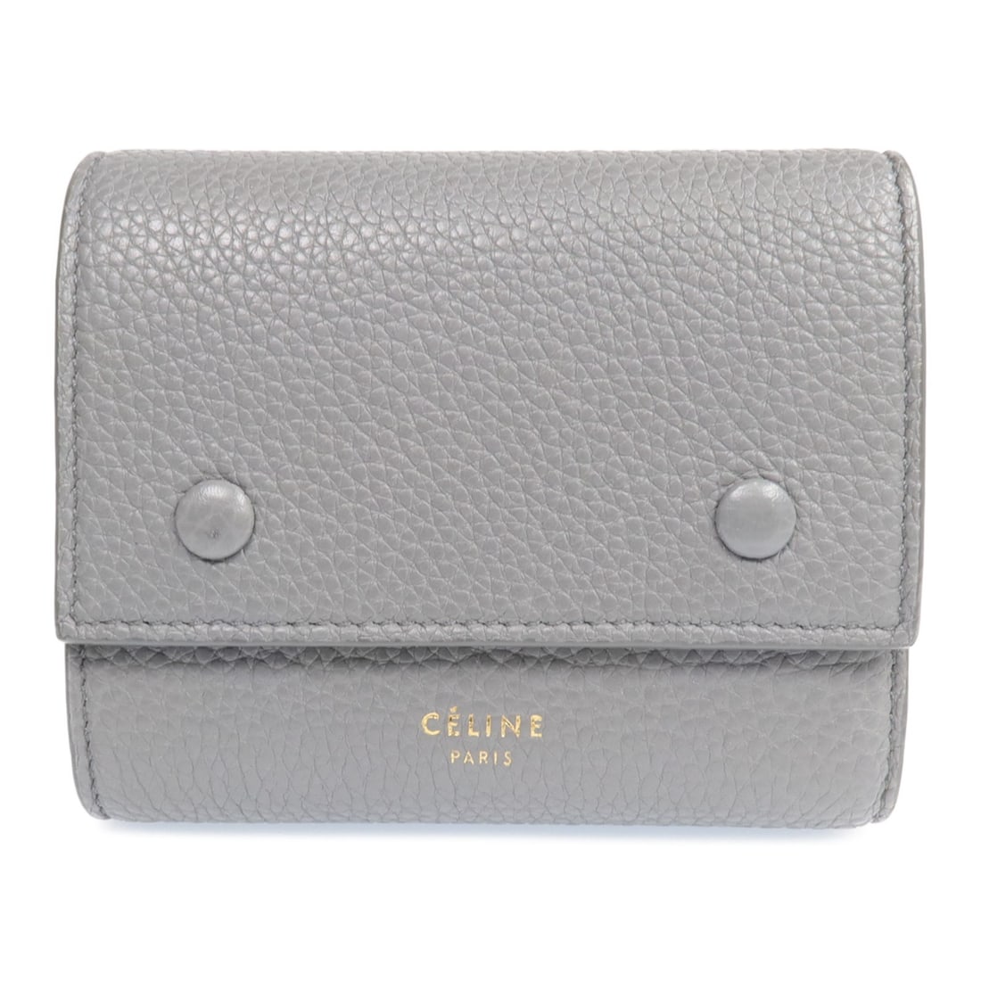 Celine Tri-fold Calfskin Wallet with Gold Tone Hardware in Gray (1 of 18)