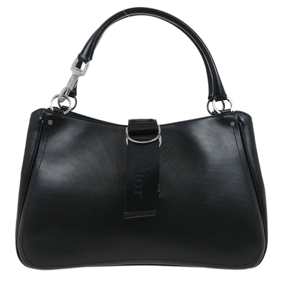Christian Dior Black Leather Top Handle Handbag 05-MA-0073: Christian Dior Black Leather Top Handle Handbag 05-MA-0073 Elevate your style with this exquisite Christian Dior Black Leather Handbag. Crafted in Italy, this medium-sized top handle bag features a sl