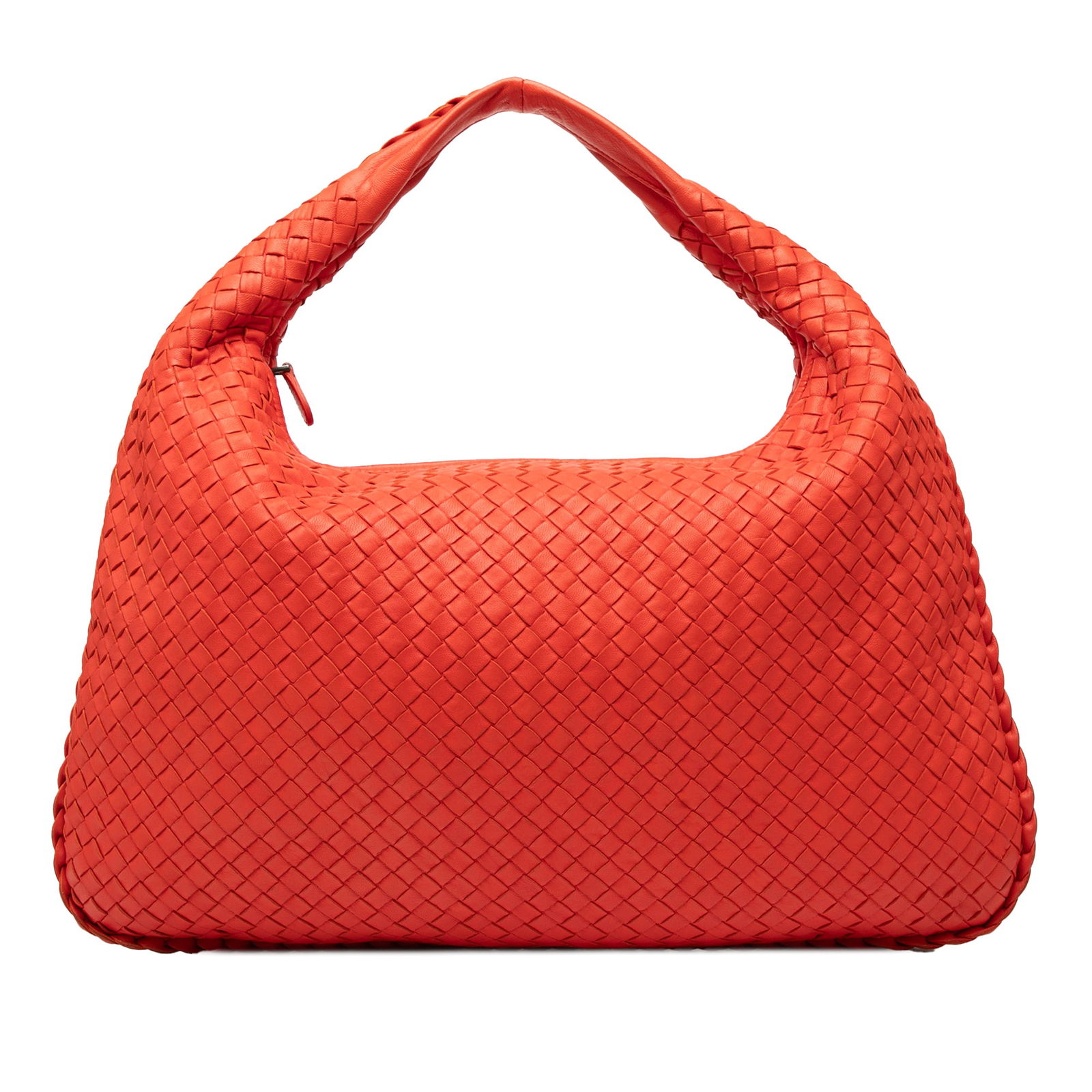 Bottega Veneta Medium Nappa Intrecciato Hobo Bag Orange Leather: Bottega Veneta Medium Nappa Intrecciato Hobo Bag Orange Leather Introducing the Bottega Veneta Medium Nappa Intrecciato Veneta Hobo, a stunning accessory crafted from woven nappa leather. This hobo ba