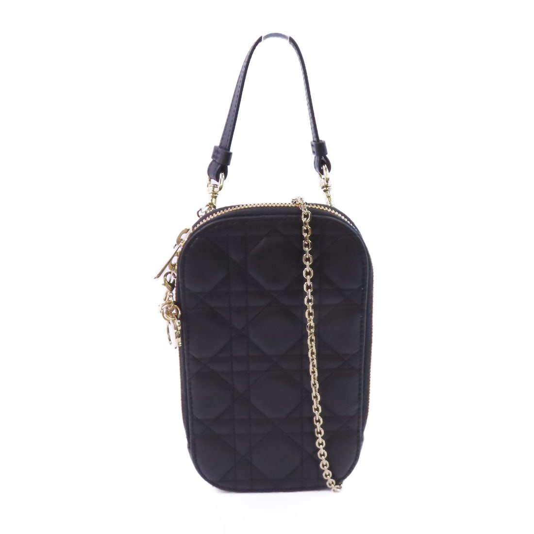 Dior CD Black Lambskin Leather Two Way Shoulder and Phone Bag: Dior CD Black Lambskin Leather Two Way Shoulder and Phone Bag This Christian Dior CD phone bag is crafted from black lambskin leather and designed as a versatile 2-way shoulder bag. Made in France, it