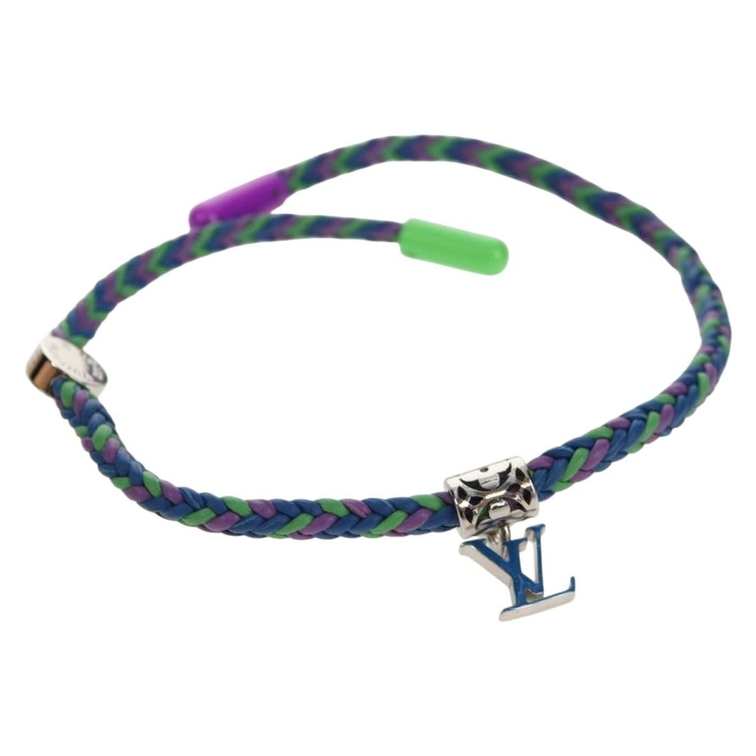 Louis Vuitton M0967 Blue Leather Friendship Bracelet with Brass Accent (1 of 11)