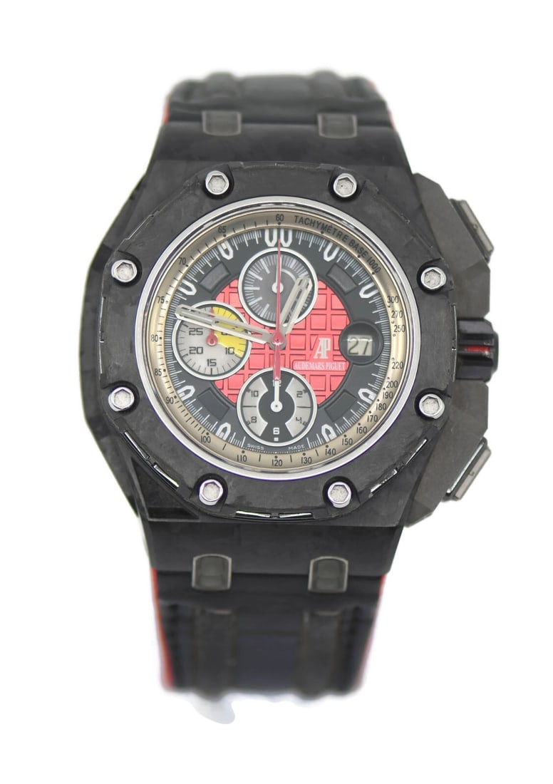 Audemars Piguet Royal Oak Offshore Grand Prix Carbon 44mm Watch 26290IO: Audemars Piguet Royal Oak Offshore Grand Prix Carbon 44mm Watch 26290IO Experience the elegance of the Audemars Piguet Royal Oak Offshore Grand Prix Carbon Watch, model 26290IO. This sophisticated wri