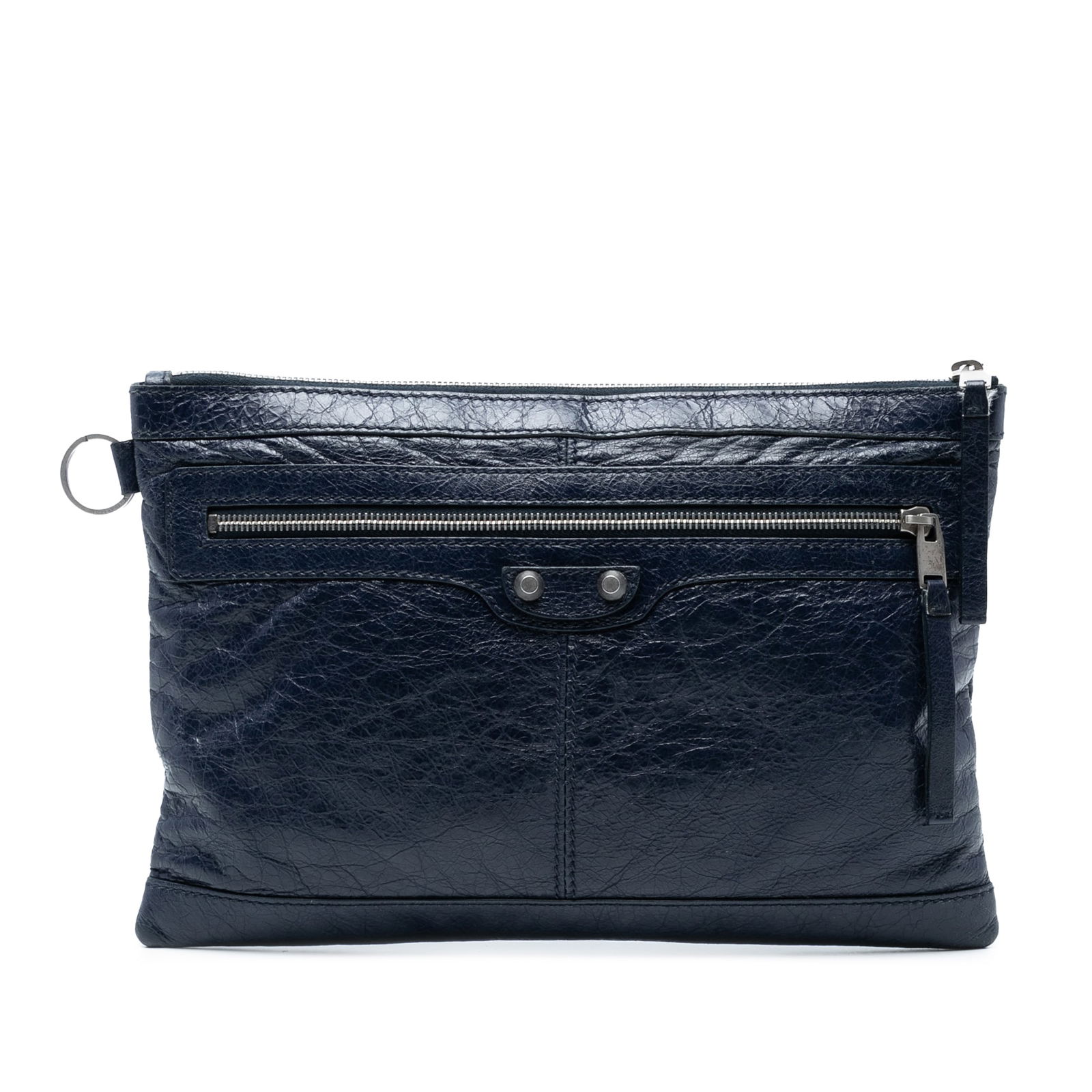 Balenciaga Lambskin Motocross Classic Clip M Clutch Blue Italy (1 of 7)