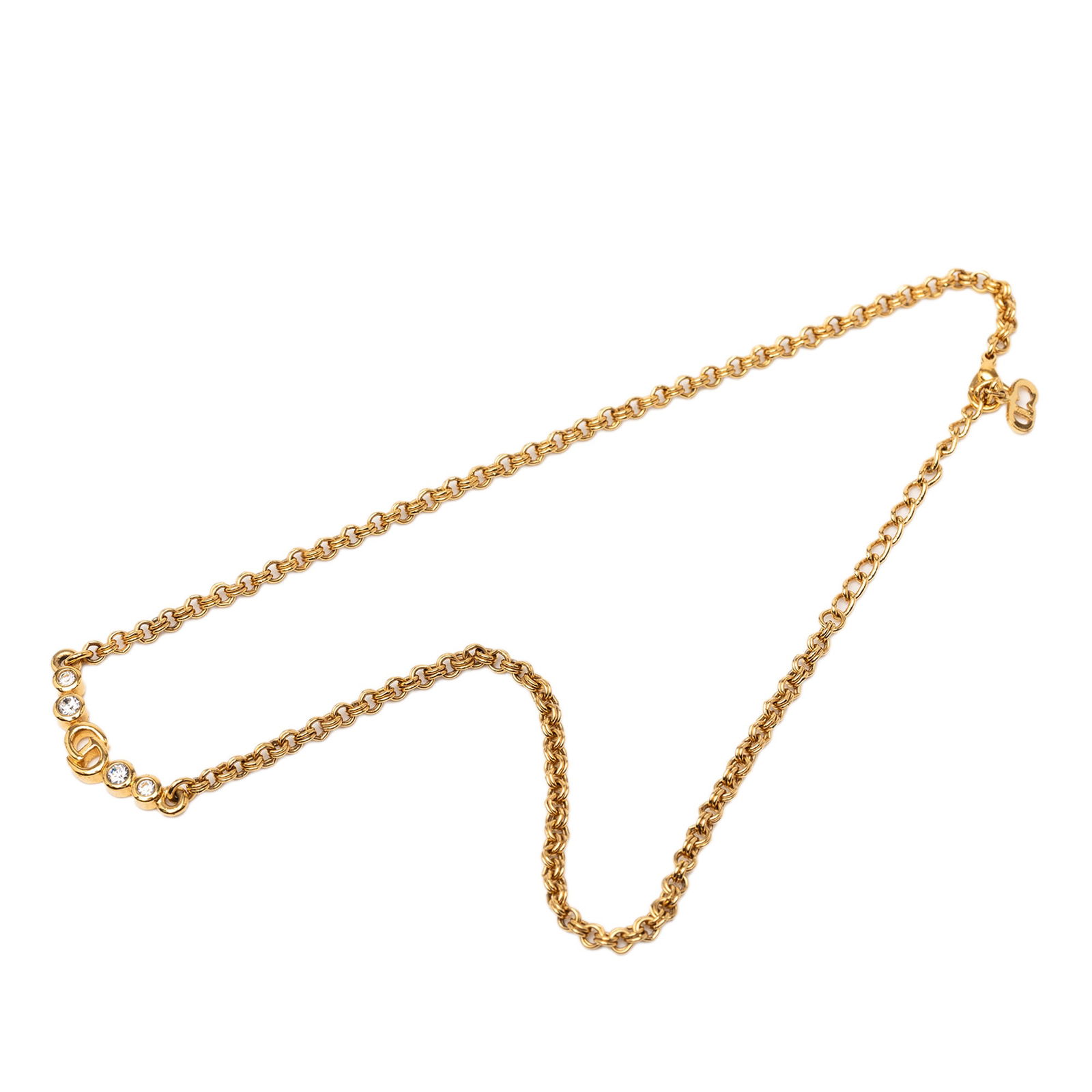 Dior CD Pendant Necklace with Rhinestone and Gold Plated Finish (1 of 6)