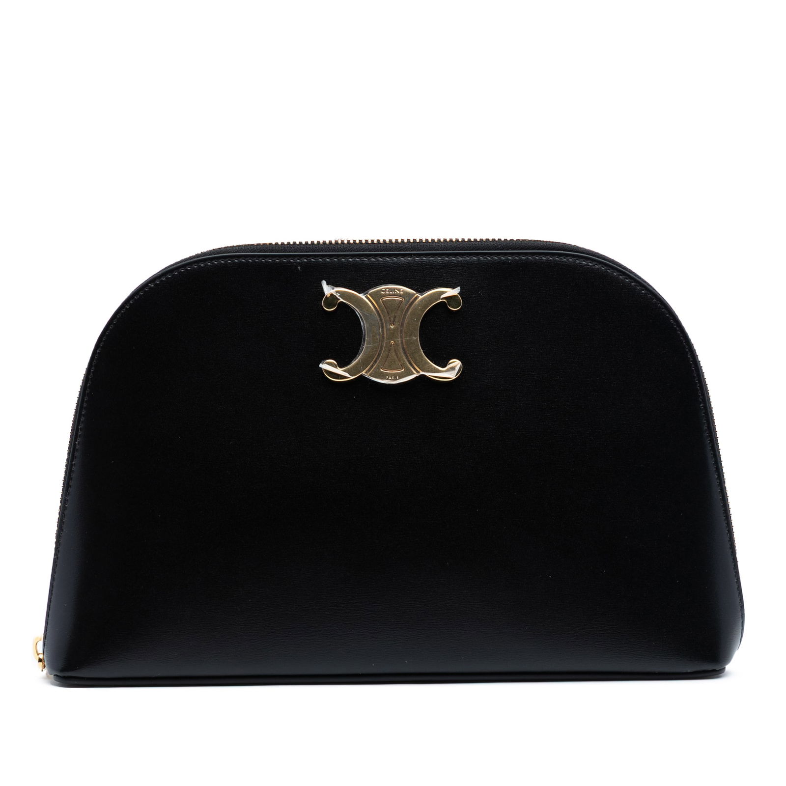 Celine Black Shiny Calfskin Triomphe Pouch Clutch (1 of 6)