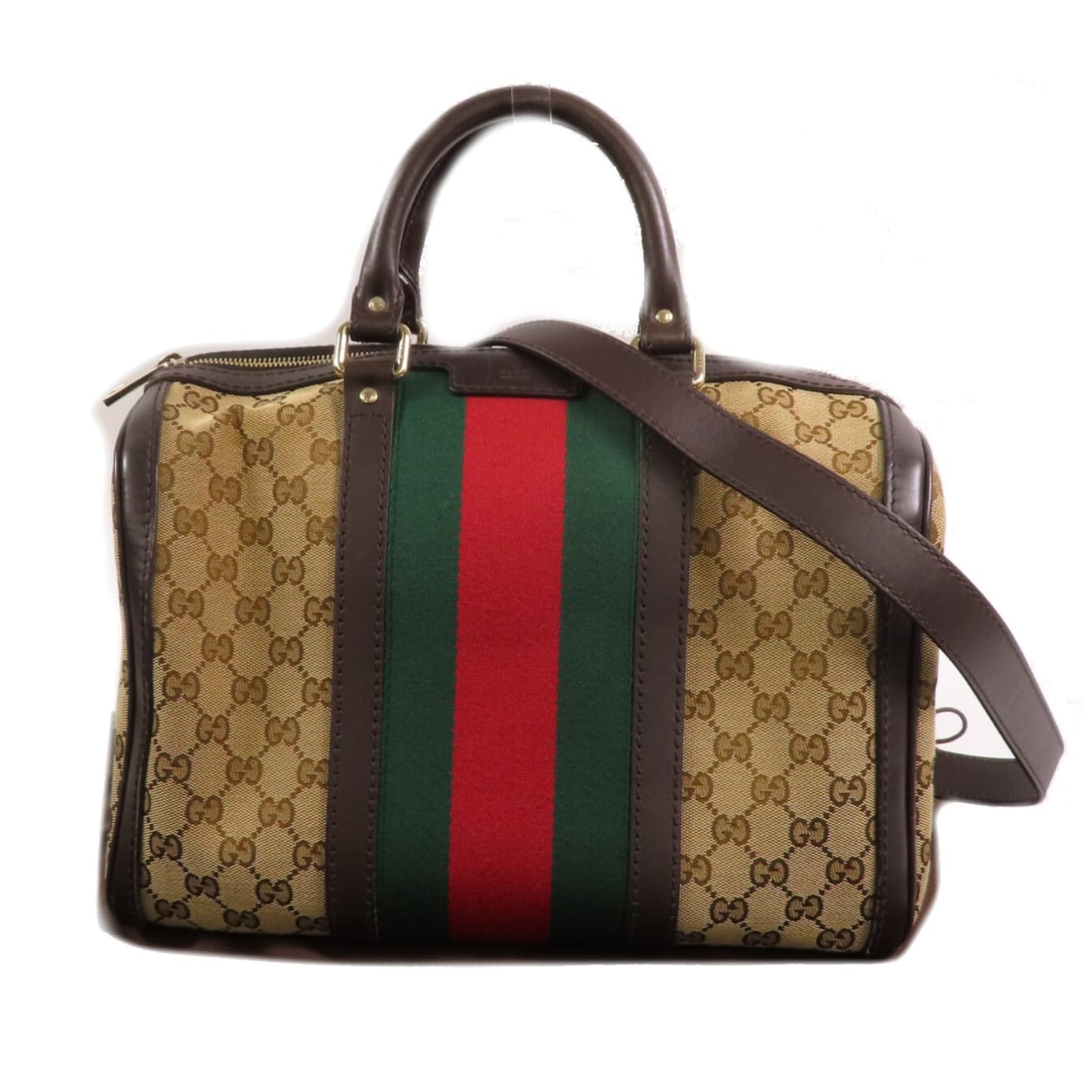 Gucci Brown GG Canvas 247205 Boston Shoulder Bag with Gold Tone Hardware: Gucci Brown GG Canvas 247205 Boston Shoulder Bag with Gold Tone Hardware This is a Gucci GG Boston bag featuring a classic brown GG canvas exterior. Designed as a 2-way shoulder bag, it offers versati