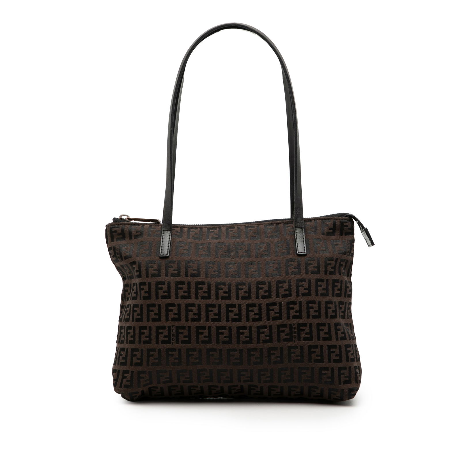 Fendi Zucchino Pattern Brown Canvas Shoulder Tote Bag (1 of 8)