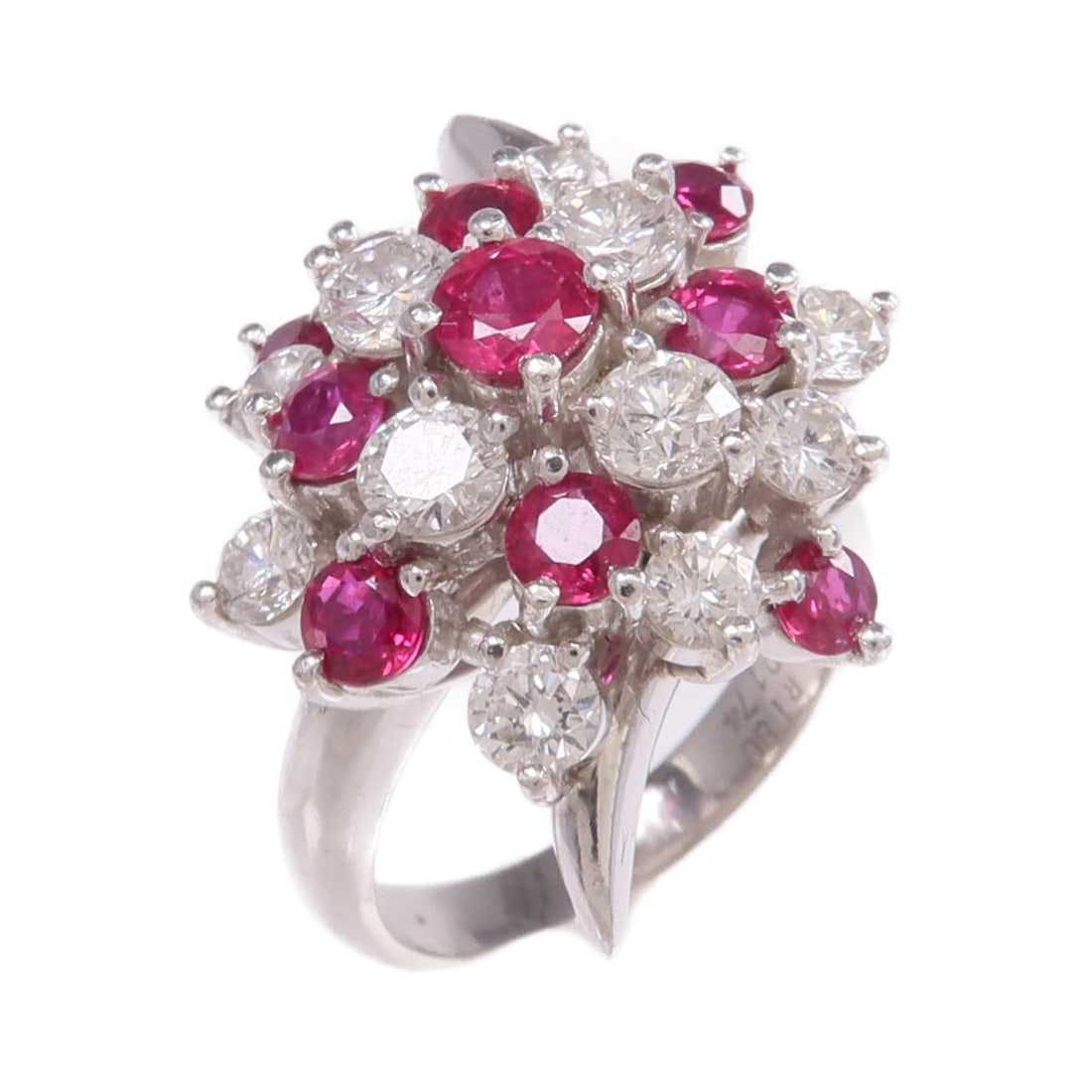 Pt900 Platinum Ruby and Diamond Ring Size 5.5 (1 of 10)