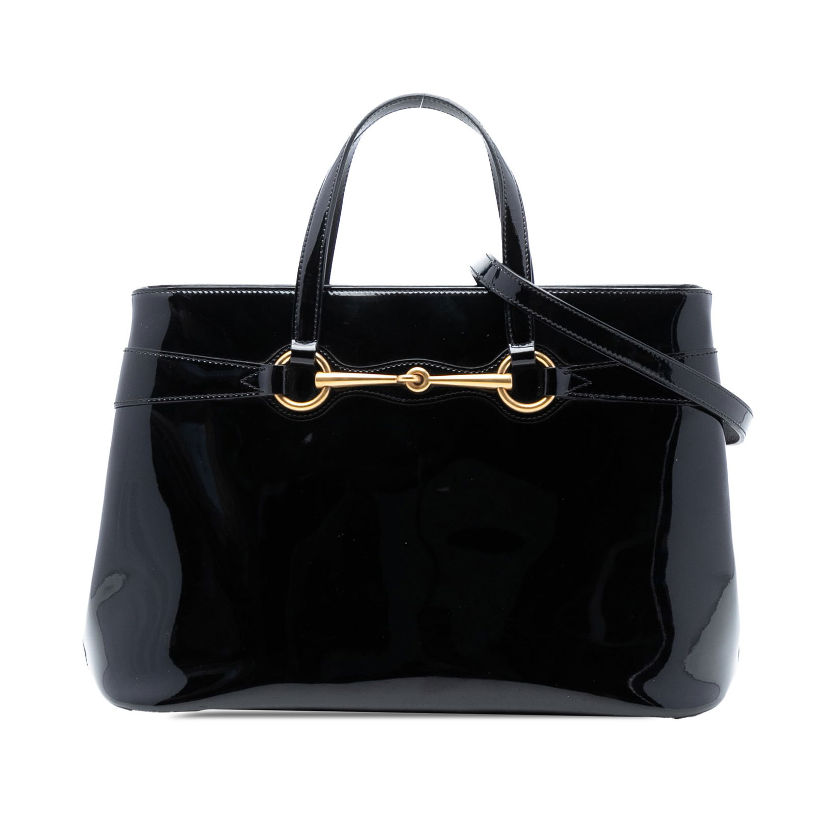Gucci Black Patent Leather Bright Bit Satchel with Detachable Strap (1 of 7)
