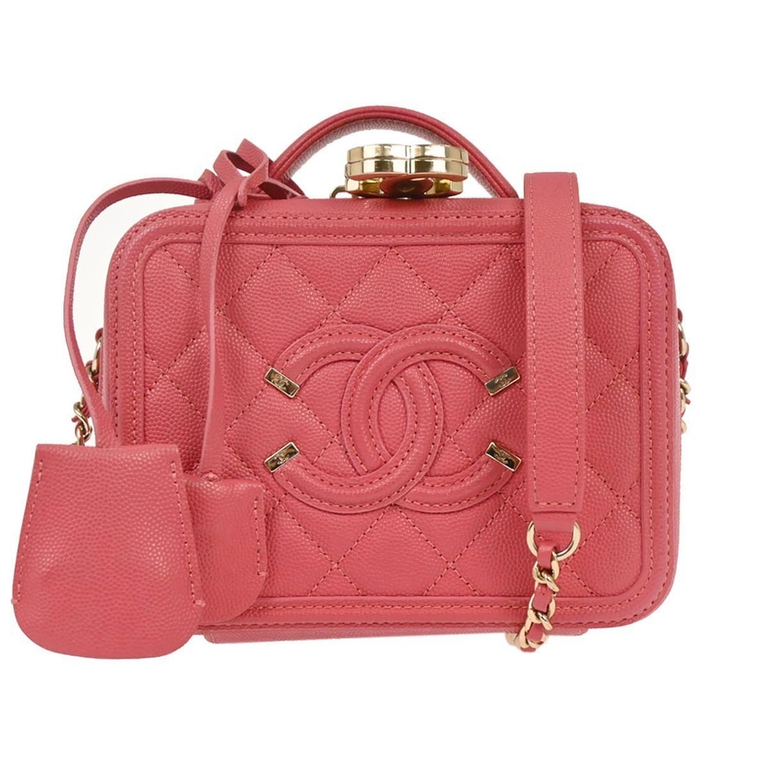 Chanel CC Filigree Pink Calfskin Vanity Top Handle Small 2way Bag (1 of 12)
