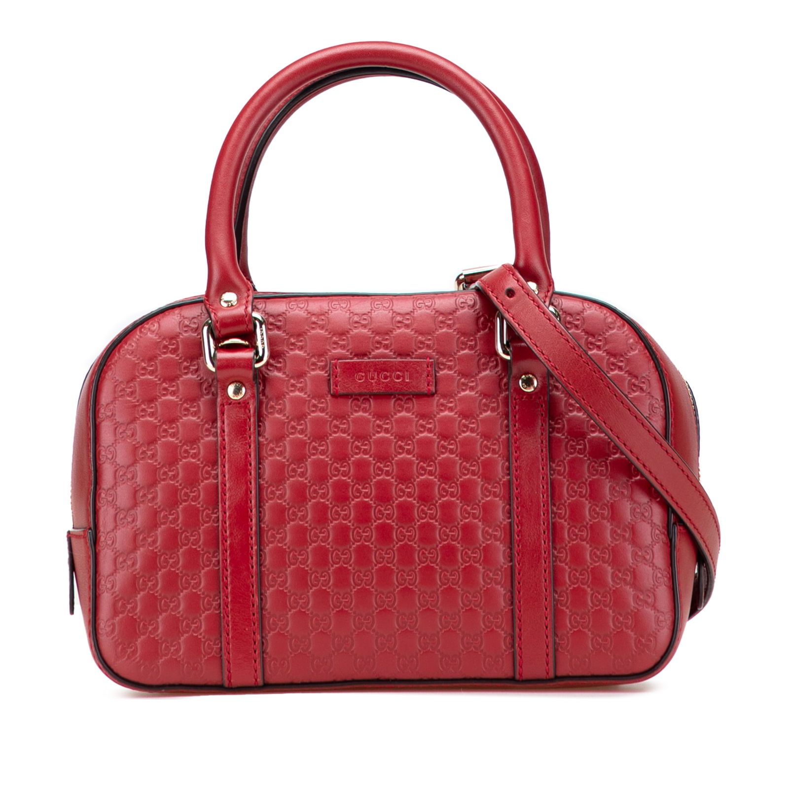 Gucci Small Microguccissima Bree Satchel Red Leather with Bamboo Handles (1 of 11)