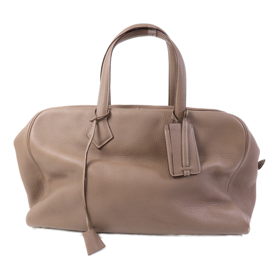 Hermes Victoria 43 Etoupe Clemence Leather Shoulder Bag with Palladium Hardware (1 of 16)