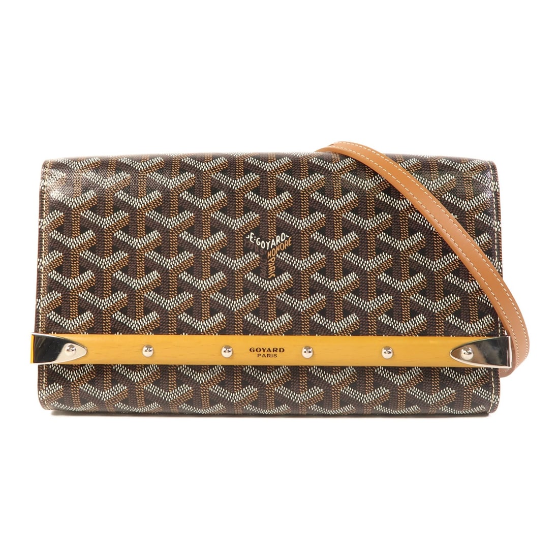 GOYARD Monte-Carlo PM Brown PVC Canvas Shoulder Bag France: GOYARD Monte-Carlo PM Brown PVC Canvas Shoulder Bag France The GOYARD Monte-Carlo PM Shoulder Bag is a stylish and functional accessory crafted from durable PVC coated canvas in a rich brown hue. This